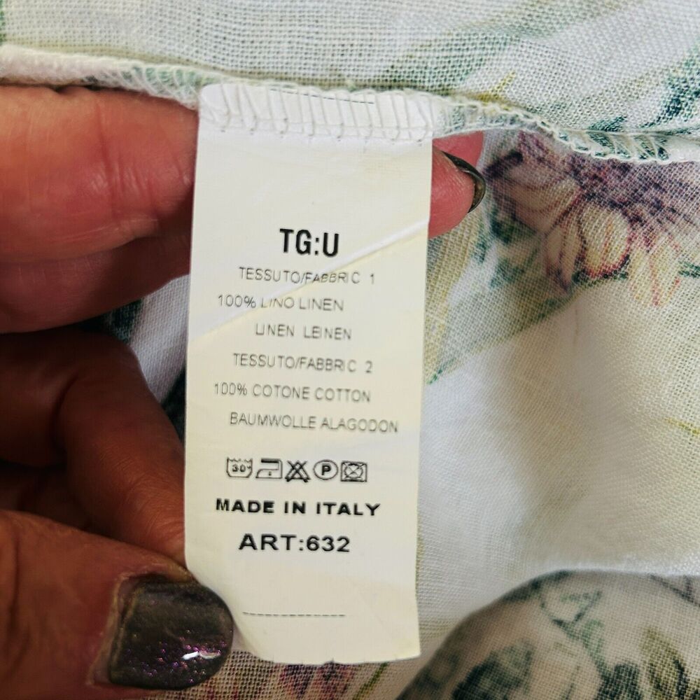 💐 Floral Print Scarf Skirt S/M Midi Colorful Boho Linen Texture Made in Italy - Picture 10 of 11